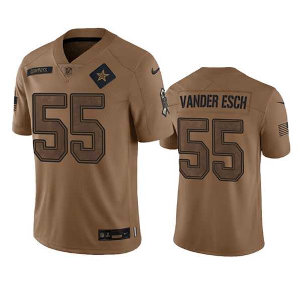 Mens Dallas Cowboys #55 Leighton Vander Esch 2023 Brown Salute To Service Limited Football Stitched Jersey Dyin->dallas cowboys->NFL Jersey